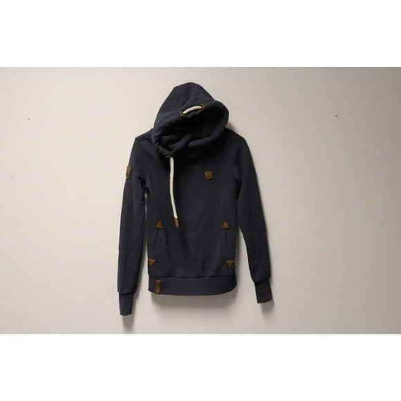 Naketano Women Cowl Neck Long Sleeve Hooded Shirt Top Sweatshirt Size Small Gray - Picture 2 of 16